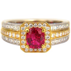 Bague en diamants et rubis rouge vif de 2,54 carats certifiés par le GIA