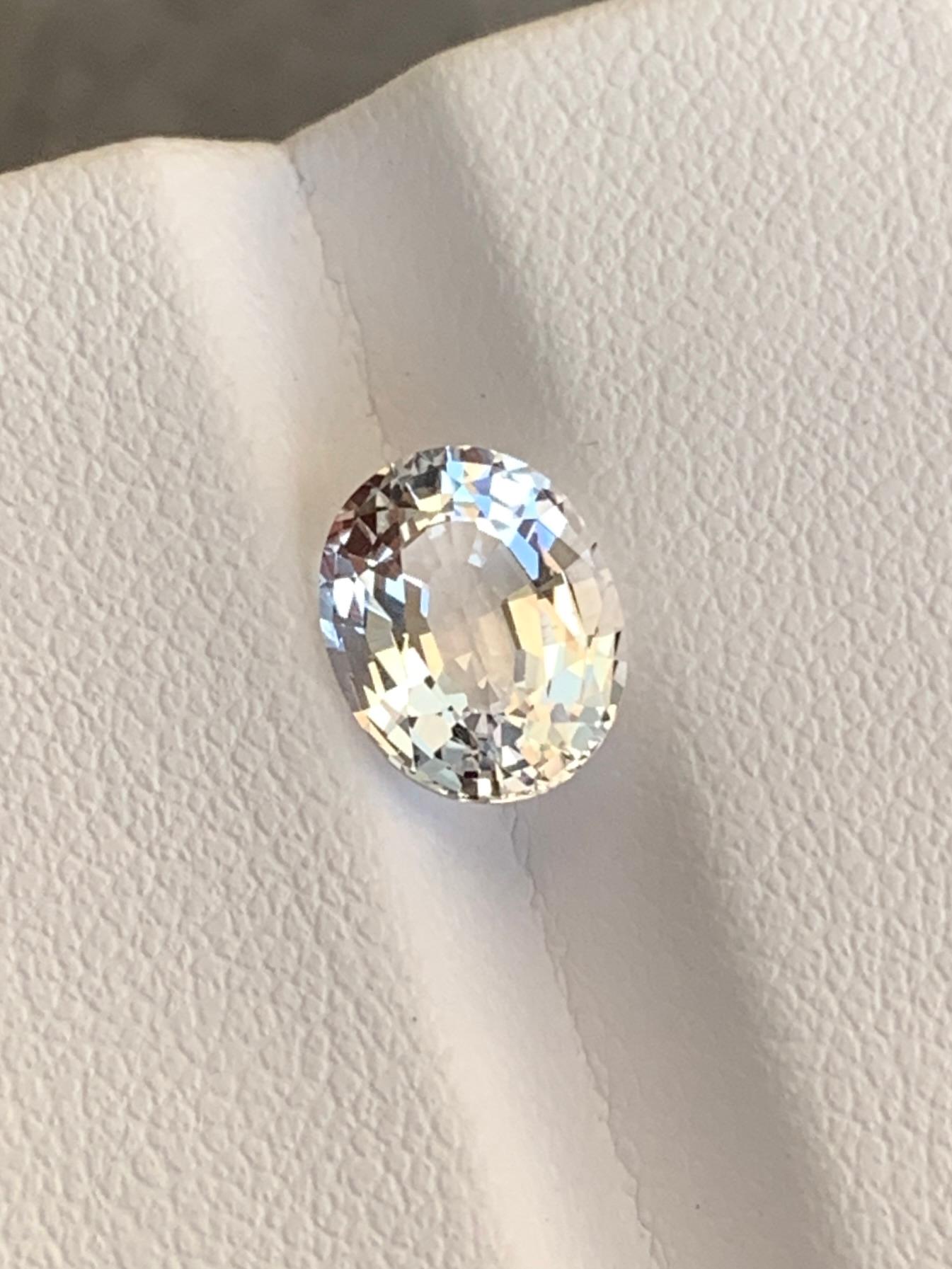 GIA Certified 2.54 Cts Extremely Rare Natural White Jeremejevite Fine Luster For Sale 3