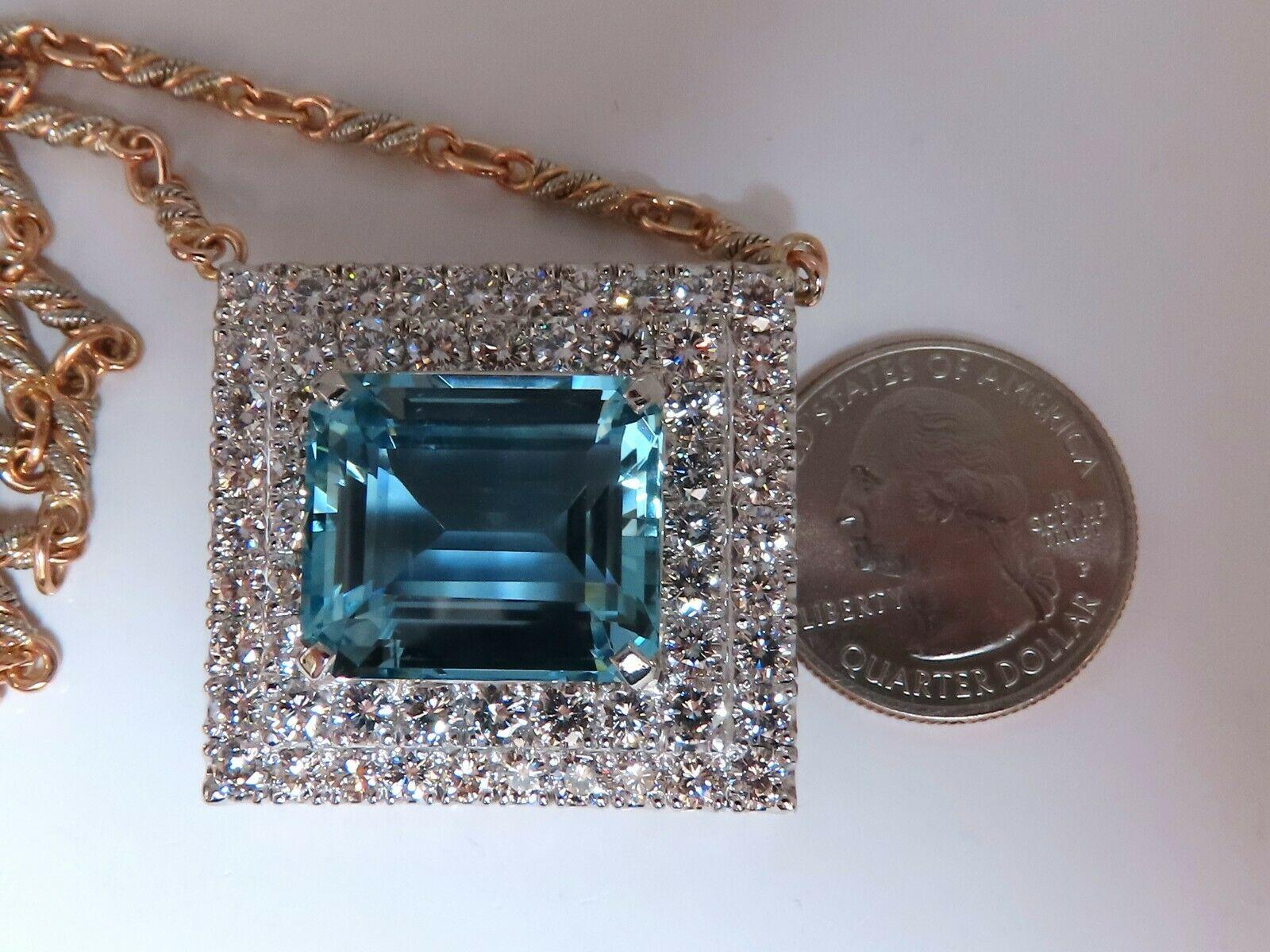 GIA-zertifiziert 25,48ct. Natürlicher „Blauer“ Aquamarin 15ct Diamanten Halskette 18 Karat für Damen oder Herren im Angebot