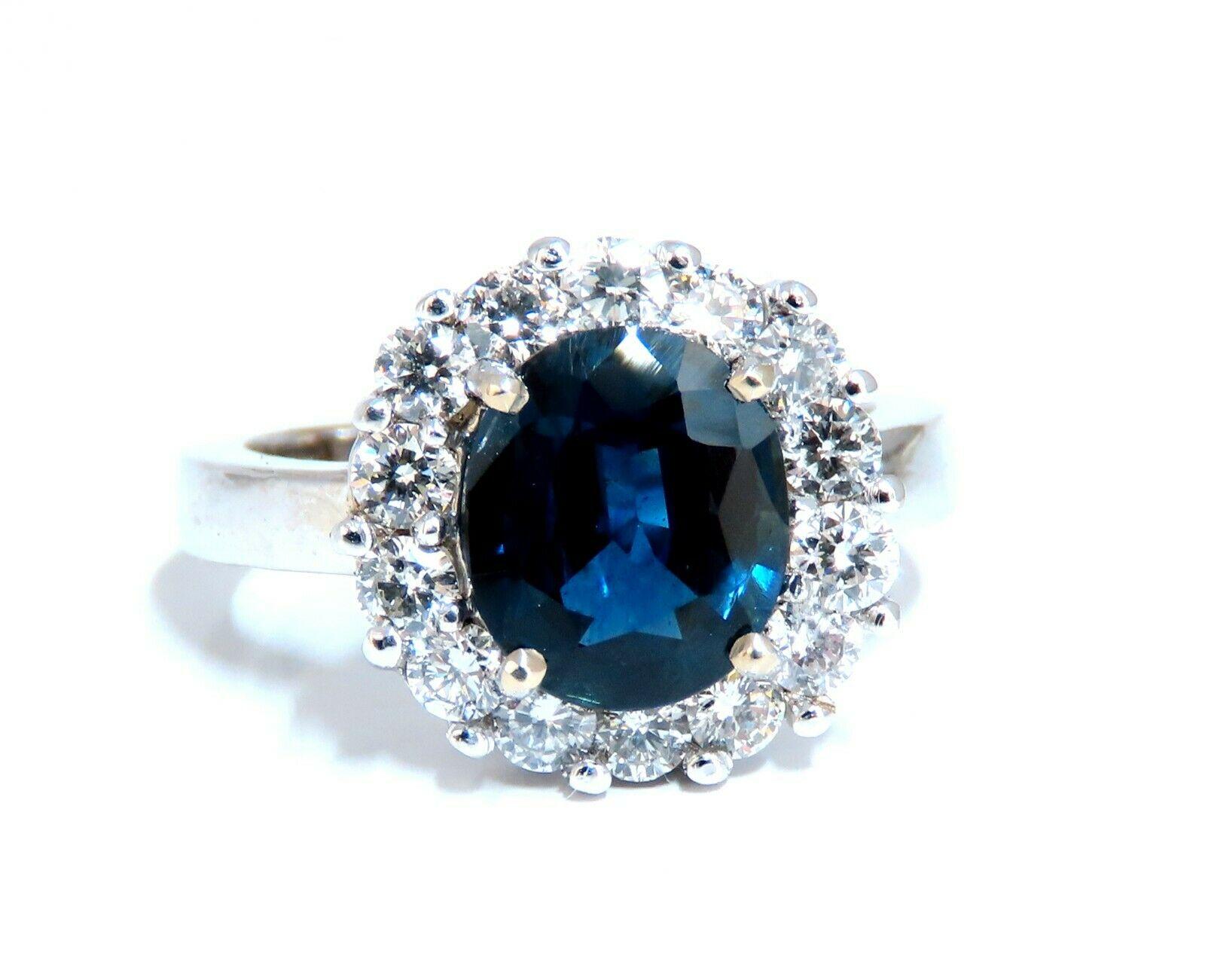 Women's or Men's GIA Certified 2.54ct Natural Teal Blue Sapphire Diamond Ring 14 Karat For Sale