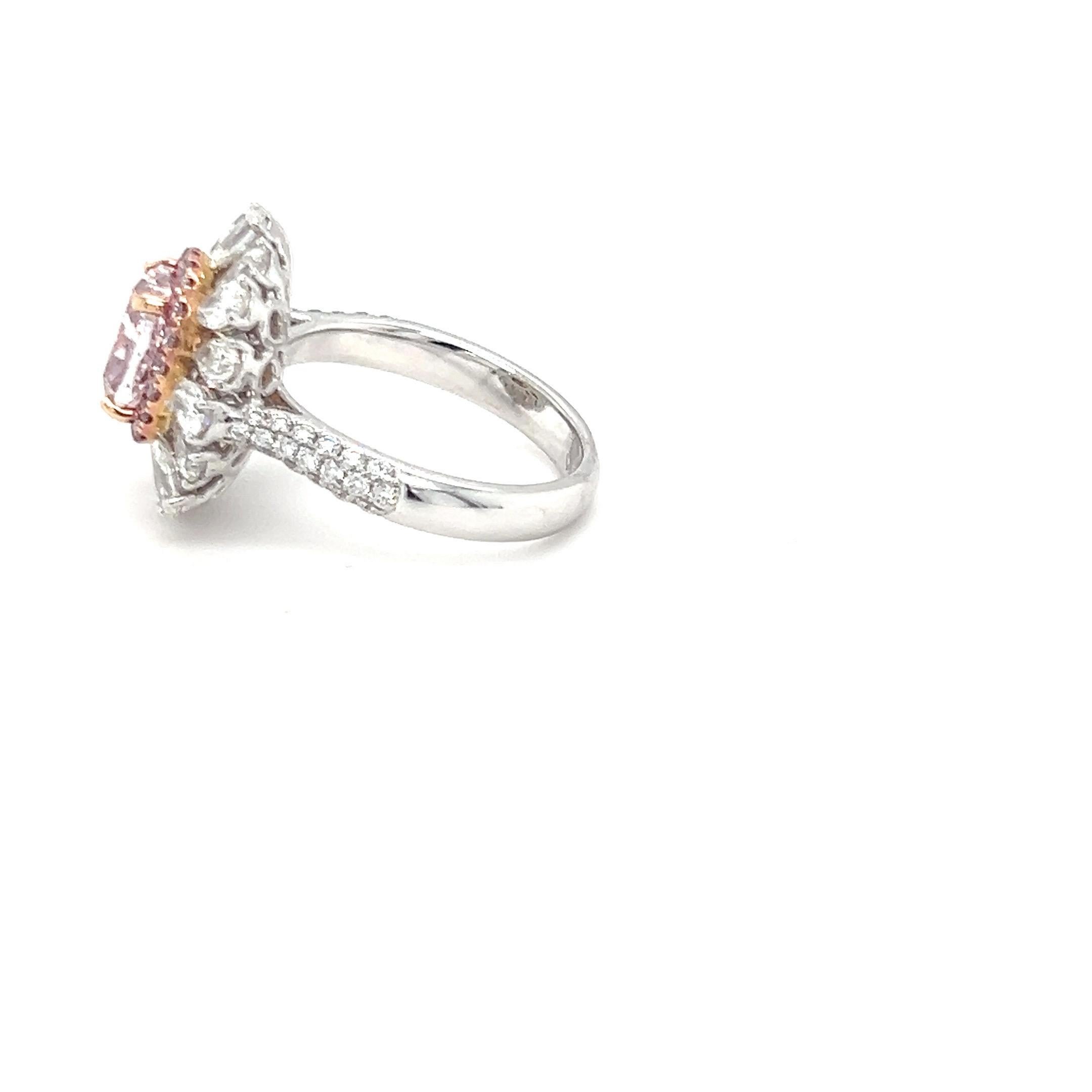 Women's GIA Certified 2.55 Carat Cushion Cut Pinkish Purple Diamond Engagement  Ring For Sale
