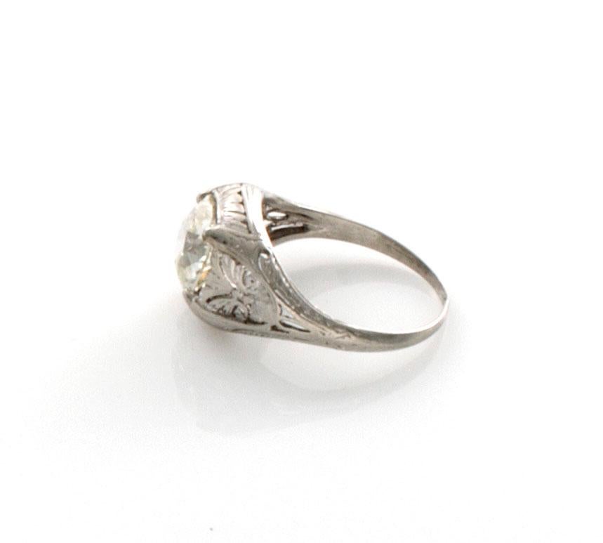 GIA Certified 2.55 Carat Diamond Art Deco Platinum Ring For Sale 5