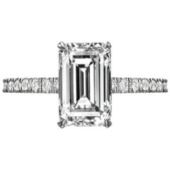 GIA Certified 2.55 Carat Emerald Cut Diamond Engagement Ring