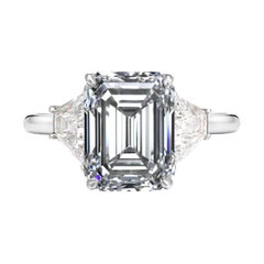 GIA Certified 2.20 Carat Emerald Cut Halfmoon Diamond Platinum Ring E VVS1