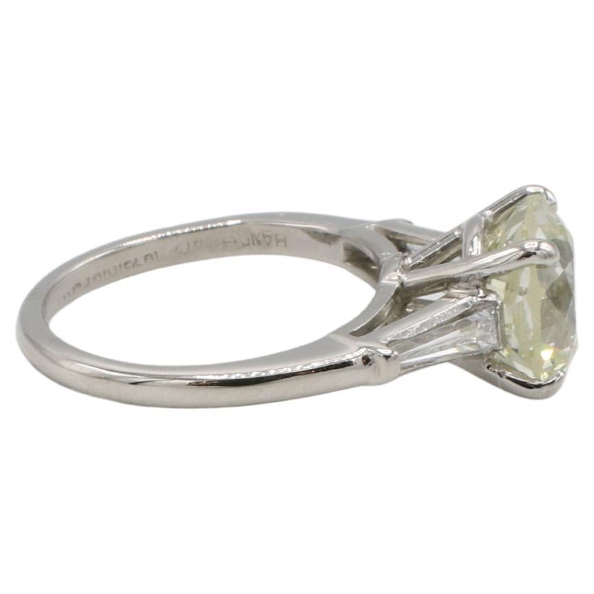 Art déco Bague de fiançailles en diamant naturel brillant circulaire de 2,56 carats certifiée par la GIA en vente