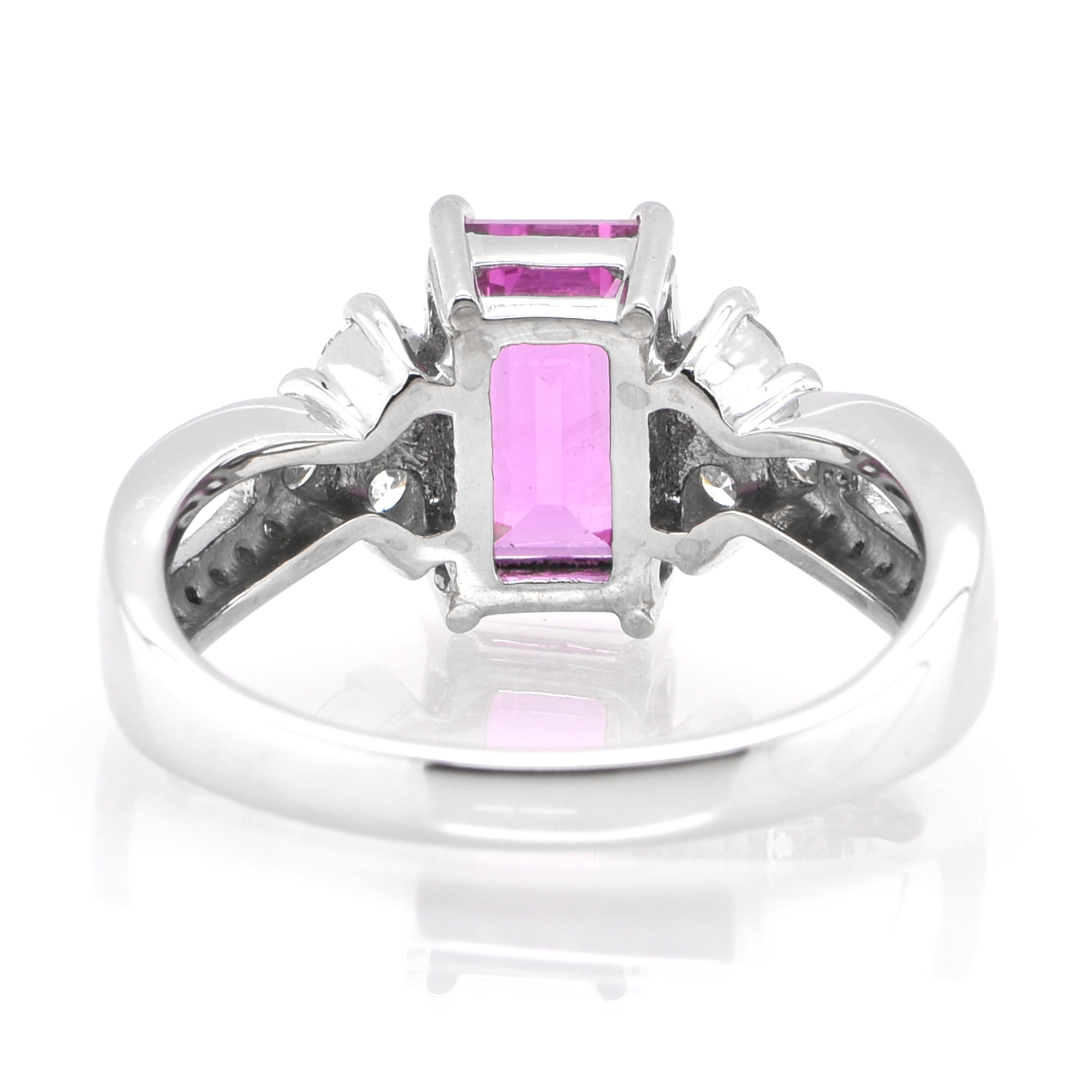 Women's GIA Certified 2.56 Carat Natural Pink Sapphire and Diamond Ring Set in Platinum