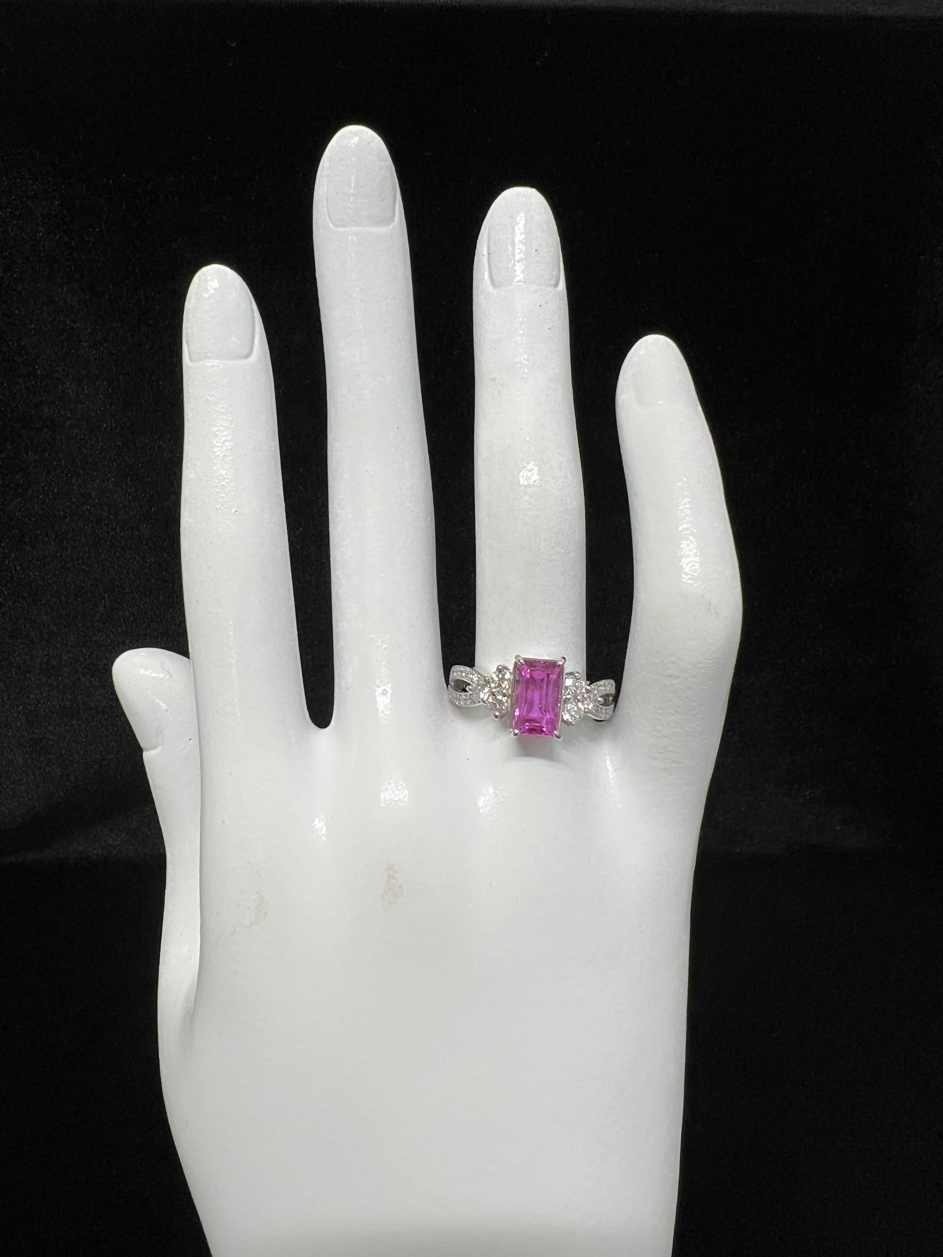 GIA Certified 2.56 Carat Natural Pink Sapphire and Diamond Ring Set in Platinum 1