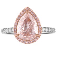 GIA Certified 2.56 Carat Pear Shape as Fancy Light Purplish Pink Set in Two-Tone