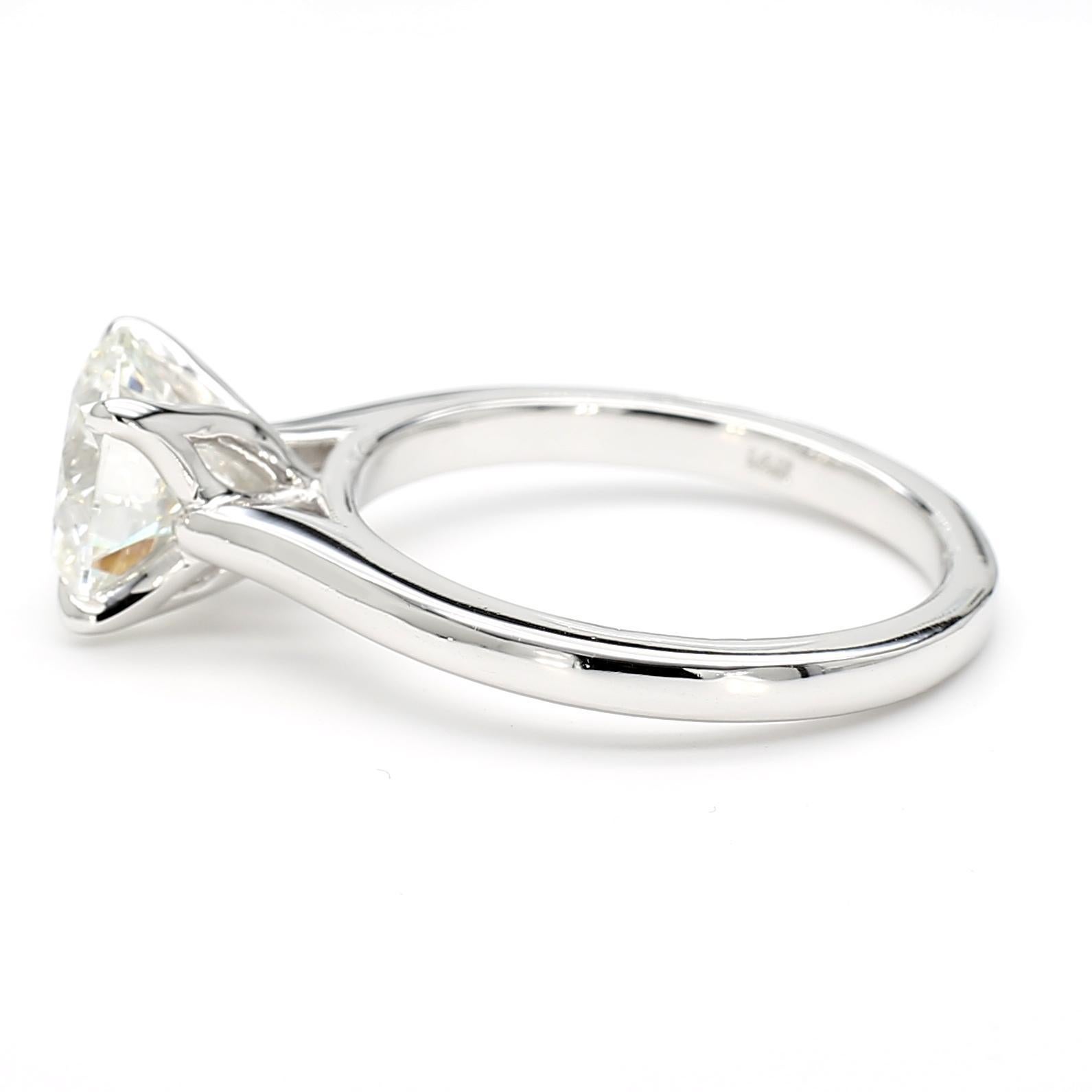 Bague solitaire cathédrale certifiée GIA de 2,56 carats de diamants taillés en rond en vente 5