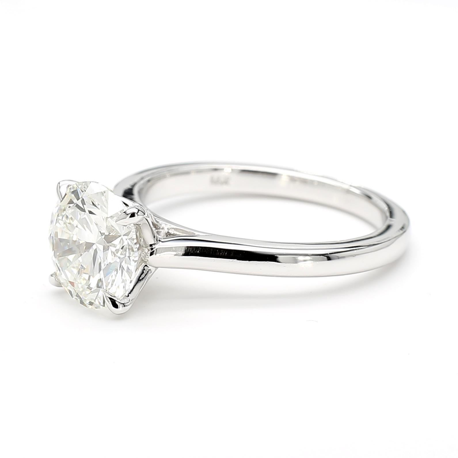 Bague solitaire cathédrale certifiée GIA de 2,56 carats de diamants taillés en rond en vente 7