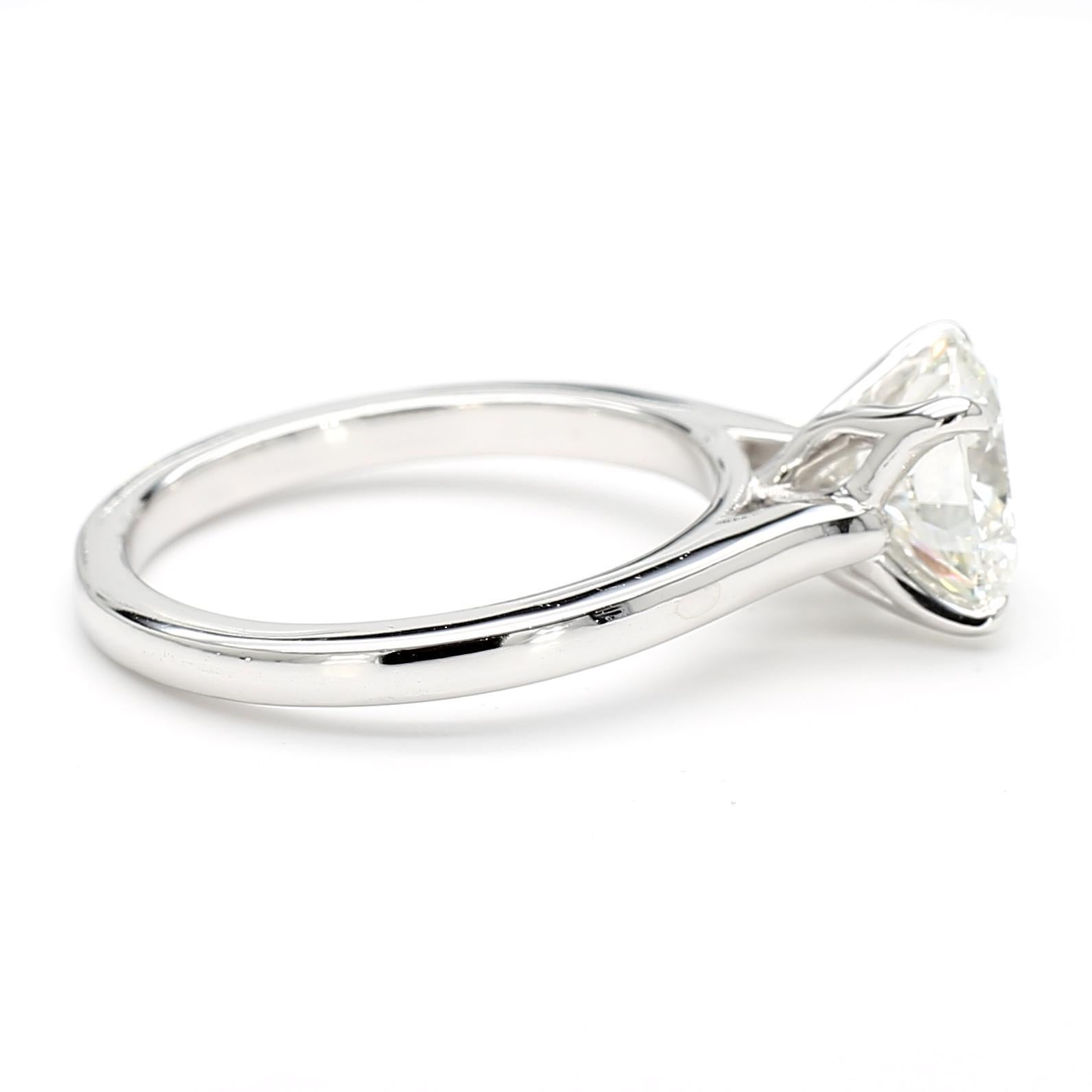Bague solitaire cathédrale certifiée GIA de 2,56 carats de diamants taillés en rond Bon état - En vente à Miami, FL