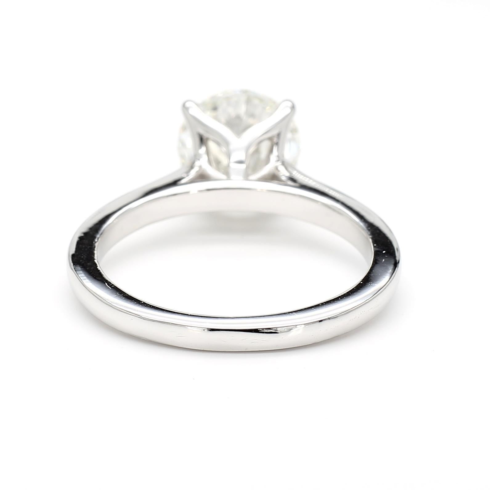 Bague solitaire cathédrale certifiée GIA de 2,56 carats de diamants taillés en rond en vente 2