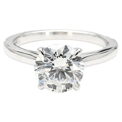 Bague solitaire cathédrale certifiée GIA de 2,56 carats de diamants taillés en rond
