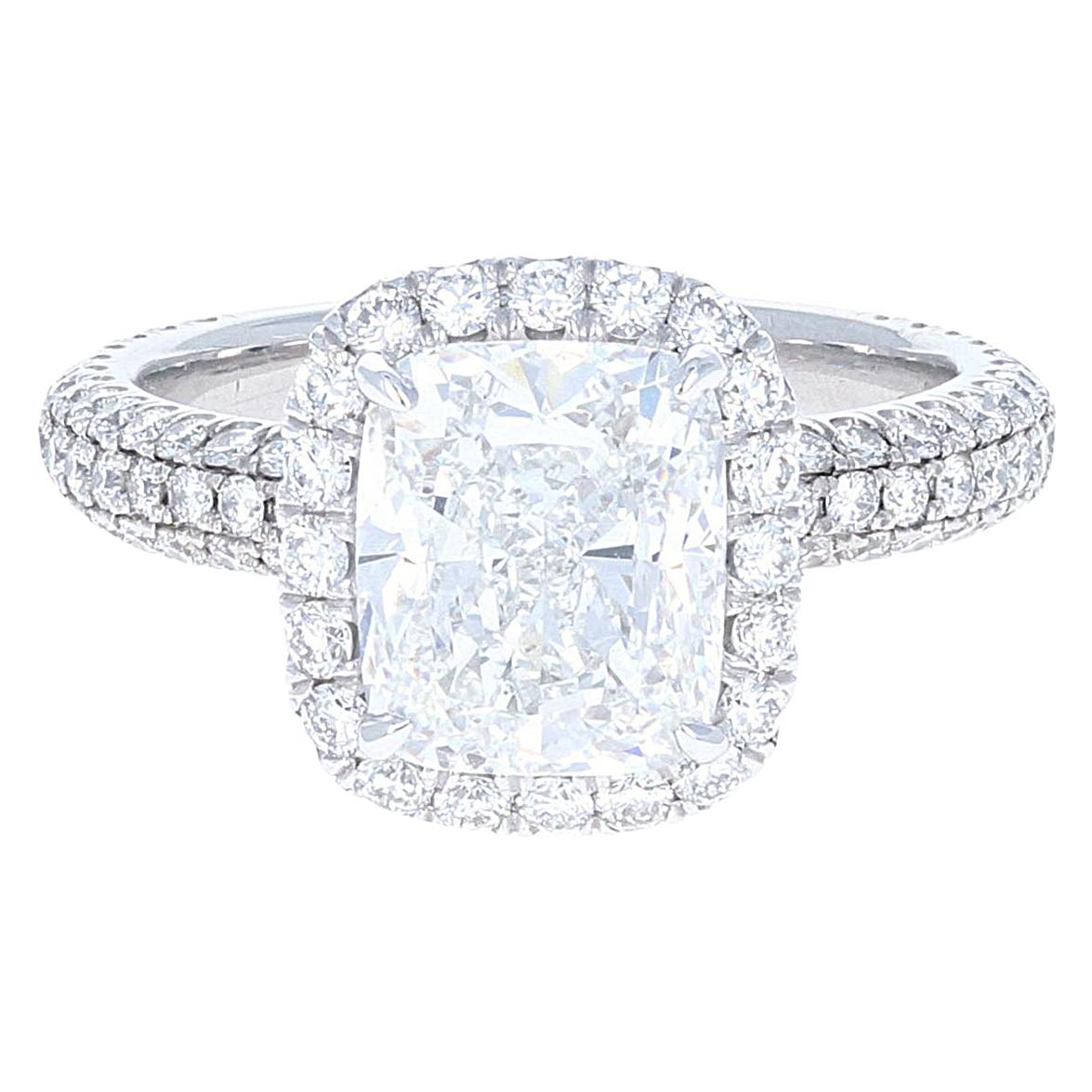 GIA Certified 2.57 Carat Cushion Modified Brilliant Cut Diamond Engagement Ring