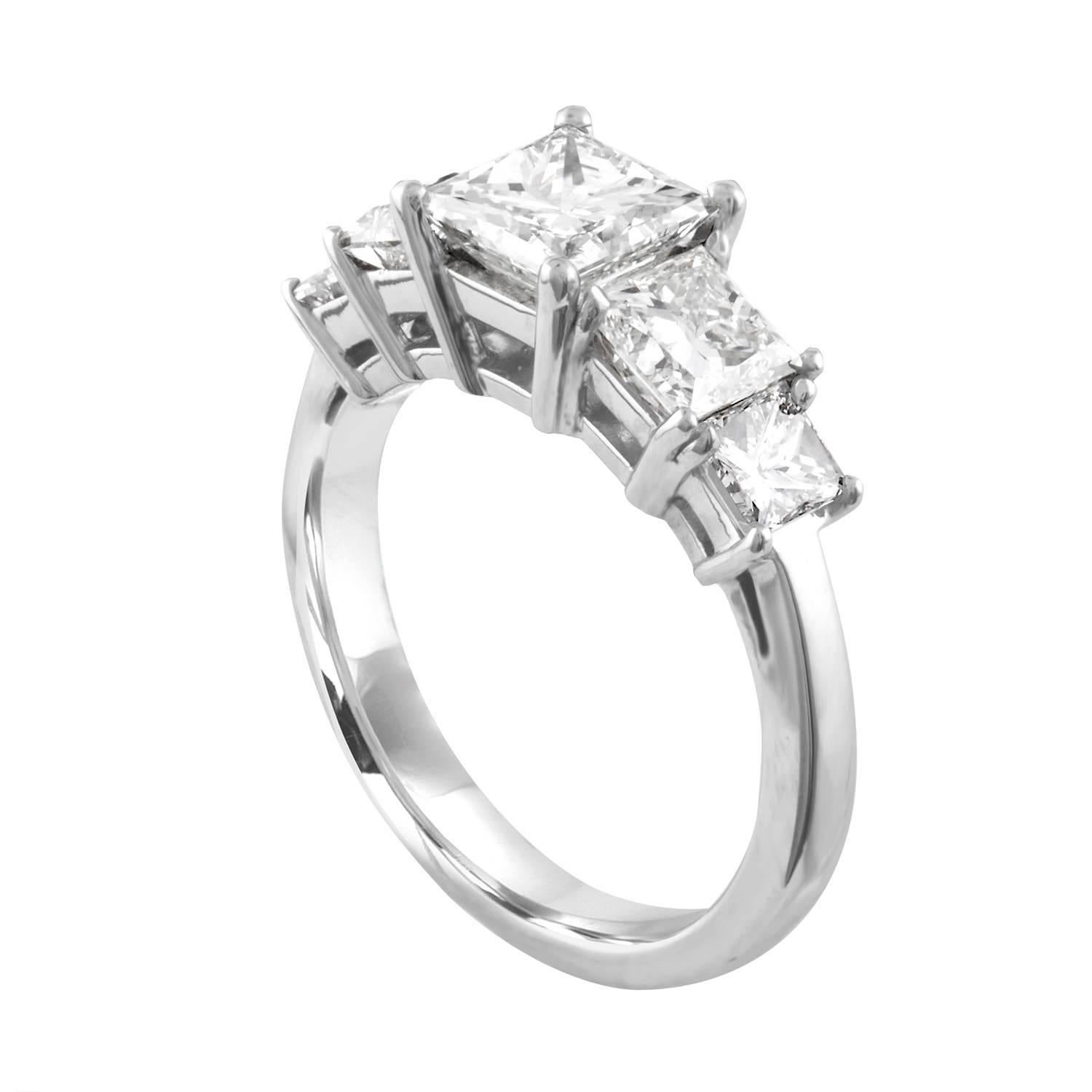 Classically Stunning Five Stone Ring
The ring is Platinum
There are 5 Princess Cut Diamonds All GIA Certified Stones
The center is Carat 1.05 J VS1 Princess Cut Diamond
The side is Carats 0.53 J VVS2 and 0.54 J VVS2
The far side is Carats 0.20 G VS1