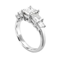 GIA Certified 2.57 Carat Princess Cut Diamond Five-Stone Platinum Ring