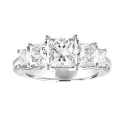 GIA Certified 2.57 Carat Princess Cut Diamond Five-Stone Platinum Ring