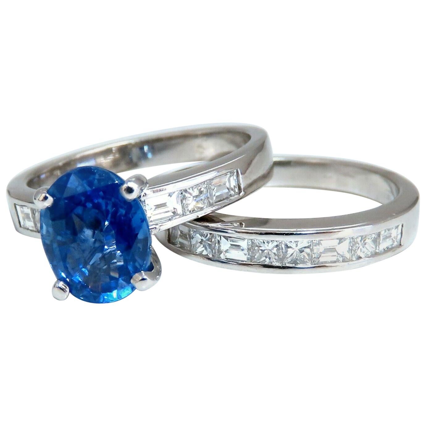 GIA Certified 2.58 Carat Natural No Heat Sapphire Diamond Ring Unheated Platinum