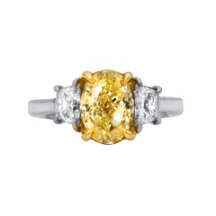 Diana M. Custom  2.58 Carat Fancy Yellow-VS1 Oval Engagement Ring