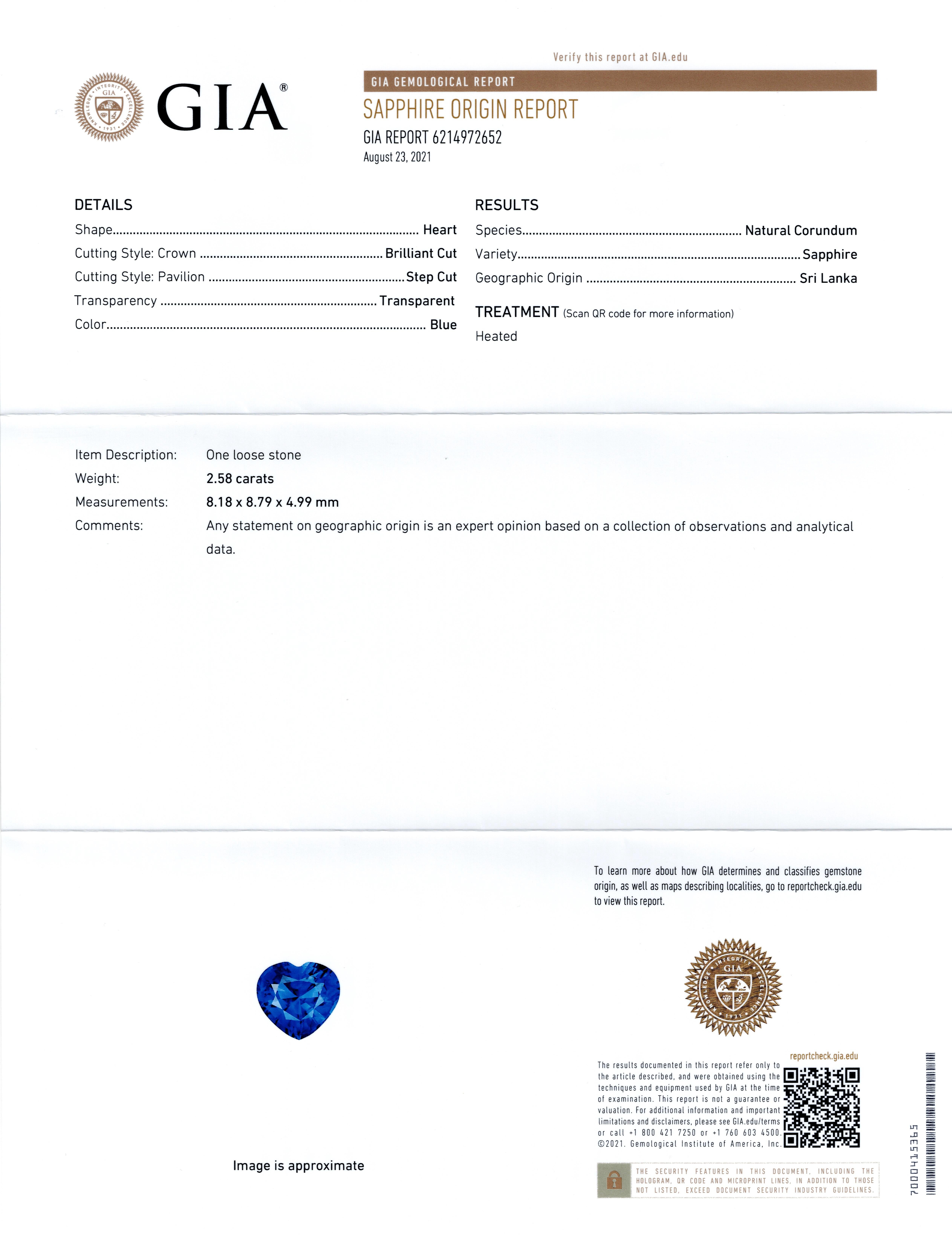 GIA-zertifizierte 2,58 Karat herzförmiger blauer Saphir mit Diamant-Anhänger-Halskette Damen im Angebot