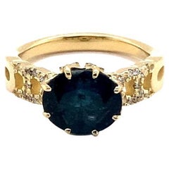 GIA Certified 2.58Carat Green Tourmaline 14k Yellow Gold Ring