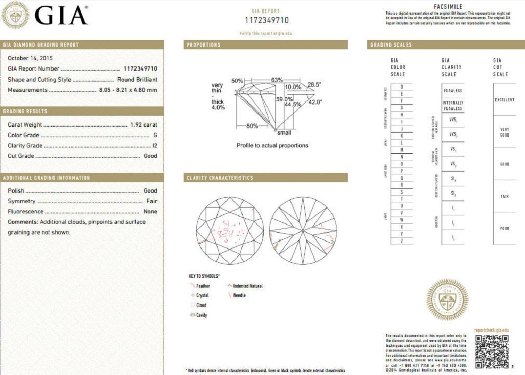 GIA Certified 2.58ct natural round diamond ring engagement classic three plat In New Condition In New York, NY