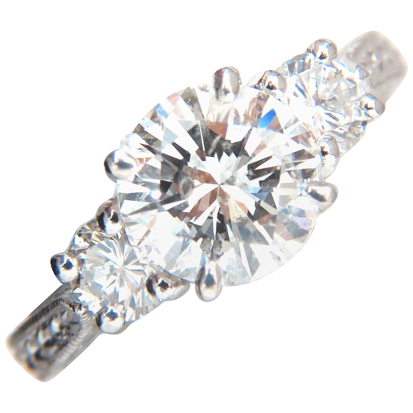 GIA Certified 2.58ct natural round diamond ring engagement classic three plat