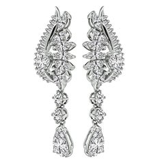 GIA Certified 2.58ct Pear Shape Diamond 5.00ct Diamond Dangling Earrings