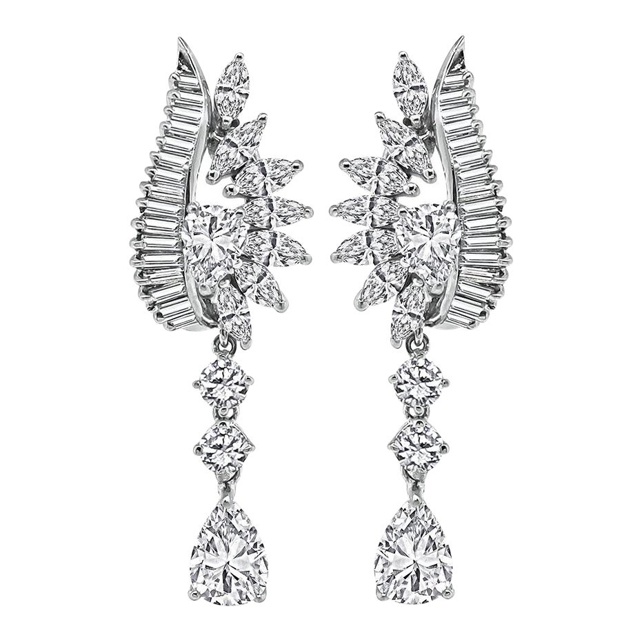 Pendants d'oreilles en forme de poire de 2,58 carats avec diamants de 5,00 carats certifiés par le GIA