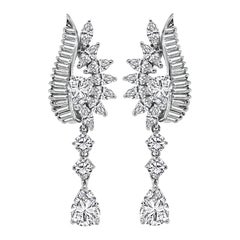 Pendants d'oreilles en forme de poire de 2,58 carats avec diamants de 5,00 carats certifiés par le GIA