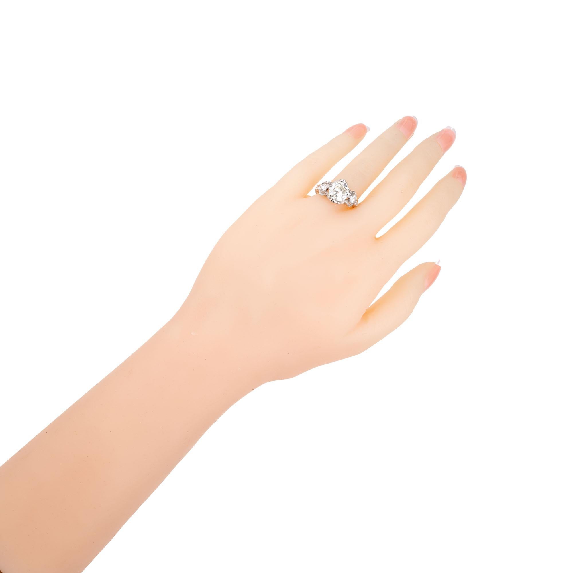 GIA Certified 2.59 Carat Diamond Open Work Platinum Art Deco Engagement Ring 3