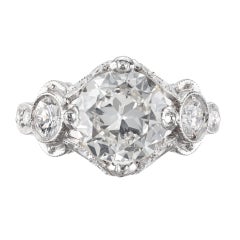 GIA Certified 2.59 Carat Diamond Open Work Platinum Art Deco Engagement Ring