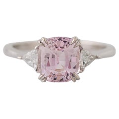 GIA Certified 2.59 Ct. Natural Pink Sapphire 3-Stone Diamond Engagement Ring