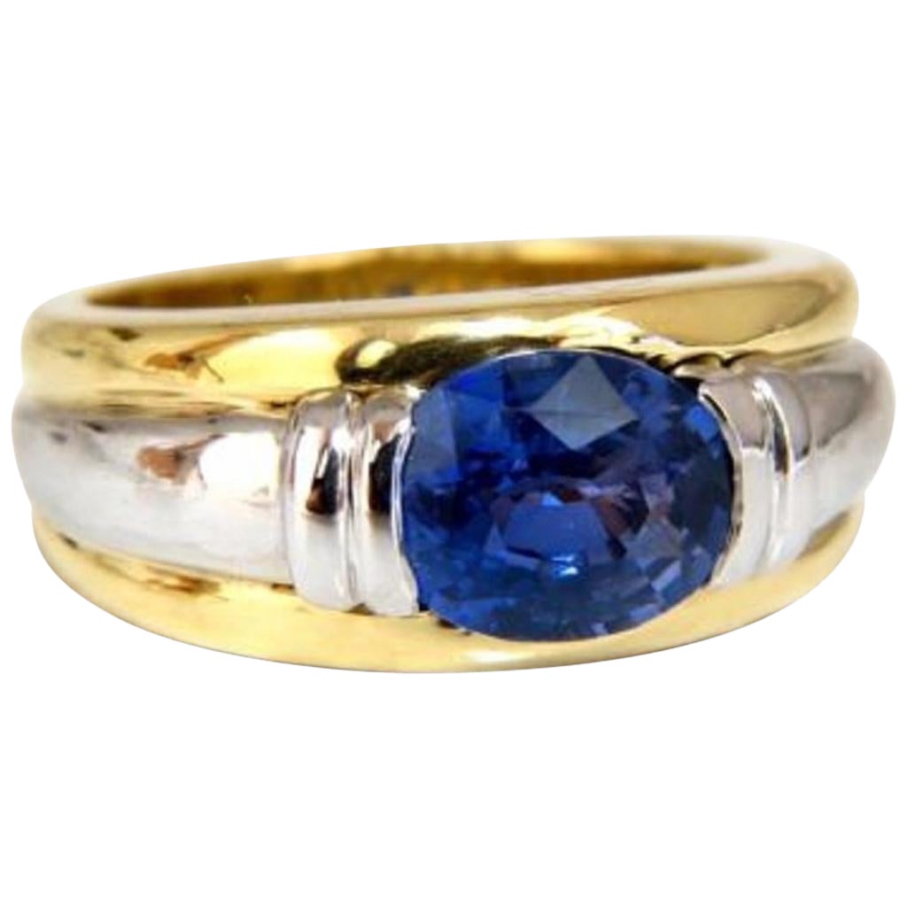 GIA Certified 2.59ct Natural No heat 2.59ct Sapphire Ring 18kt & Platinum*