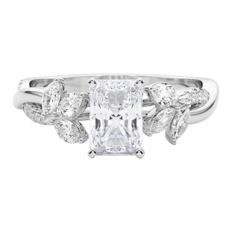 Bague en diamant certifié GIA 2.5ct Radiant Entwined Garden Flower Vine