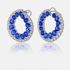 GIA Certified 26 Carat Burma No Heat Blue Sapphire and Diamond Earrings