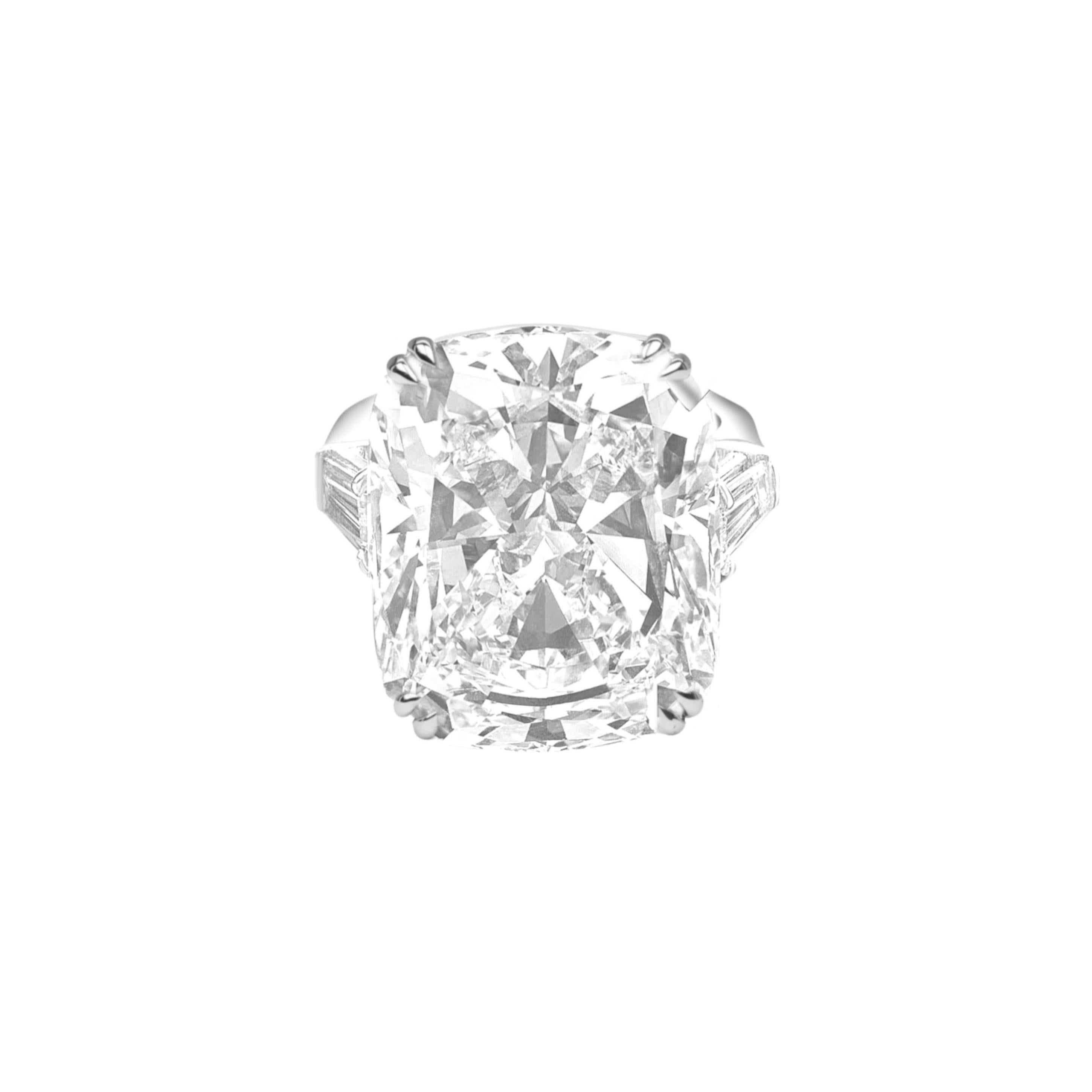 Contemporary GIA Certified 26 Carat Cushion Cut Diamond Platinum Engagement Ring For Sale