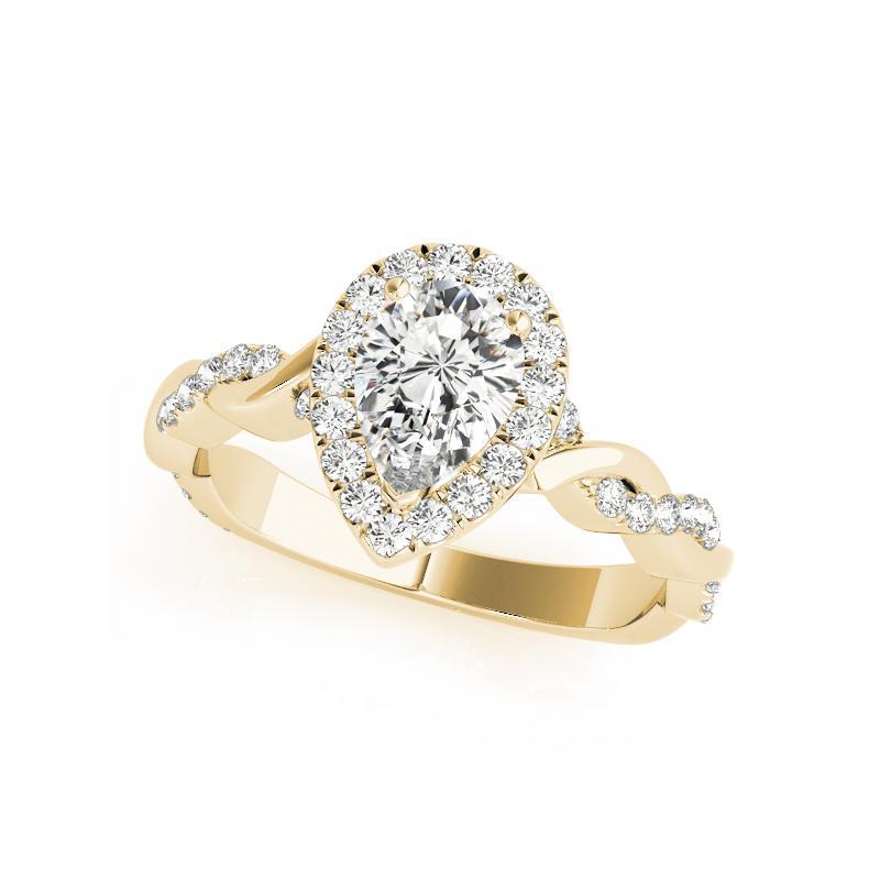 Bague à diamant en or jaune 18 carats certifiée GIA de 2,60 carats avec anneau tressé et halo de poire Neuf - En vente à New York, NY