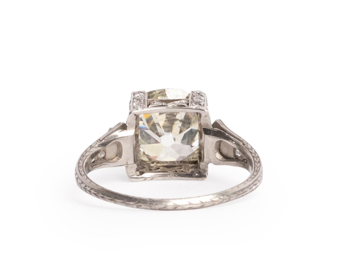 Antique Cushion Cut GIA Certified 2.60 Carat Diamond Platinum Engagement Ring
