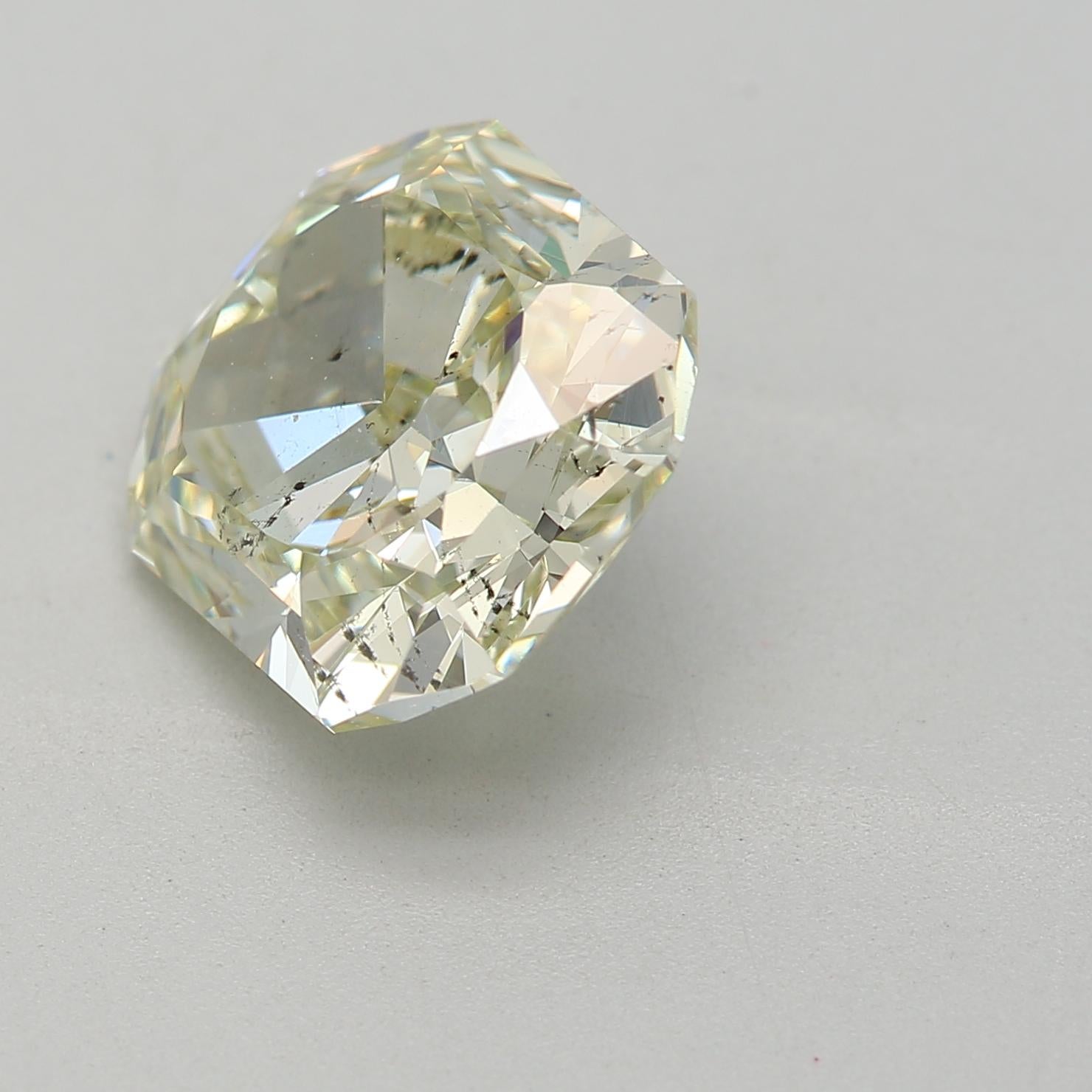 Radiant Cut GIA Certified 2.60 Carat Fancy Intense Yellow Green SI2 Clarity Diamond For Sale