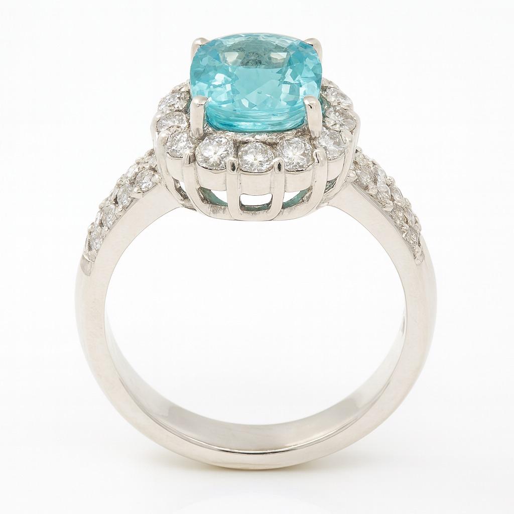 Taille ovale Bague en or 18 carats certifiée GIA avec tourmaline et diamant de 2,60 carats en vente