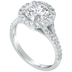 GIA Certified 1.50 Carat Triple Excellent Round Cut Diamond 18k White Gold Ring 