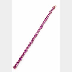 GIA Certified 26.00 Ct Pink Sapphire Step-Cut High-Jewelry Tennis Bracelet