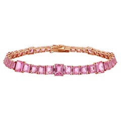 GIA Certified 26.00 Ct Pink Sapphire Step-Cut High-Jewelry Tennis Bracelet
