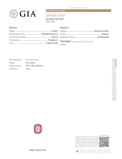 GIA Certified 2.60 Carat Cushion Cut Padparadscha Sapphire