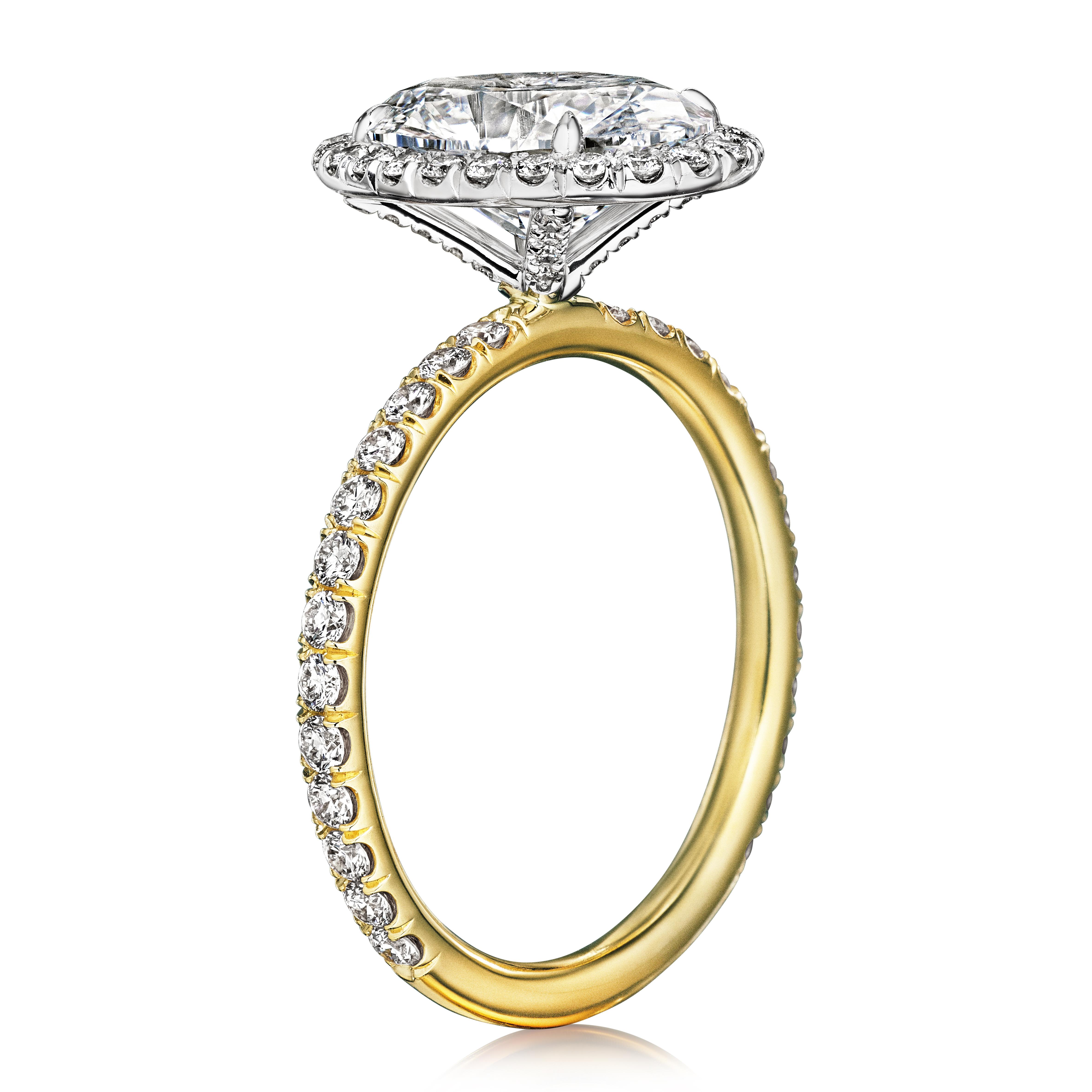 Moderne Bague de fiançailles Victoria avec diamant ovale de 2,61 carats D VVS2 certifié par le GIA en vente