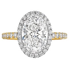 Bague de fiançailles Victoria avec diamant ovale de 2,61 carats D VVS2 certifié par le GIA