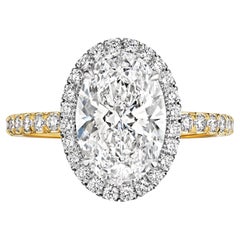 Bague de fiançailles Victoria avec diamant ovale de 2,61 carats D VVS2 certifié par le GIA
