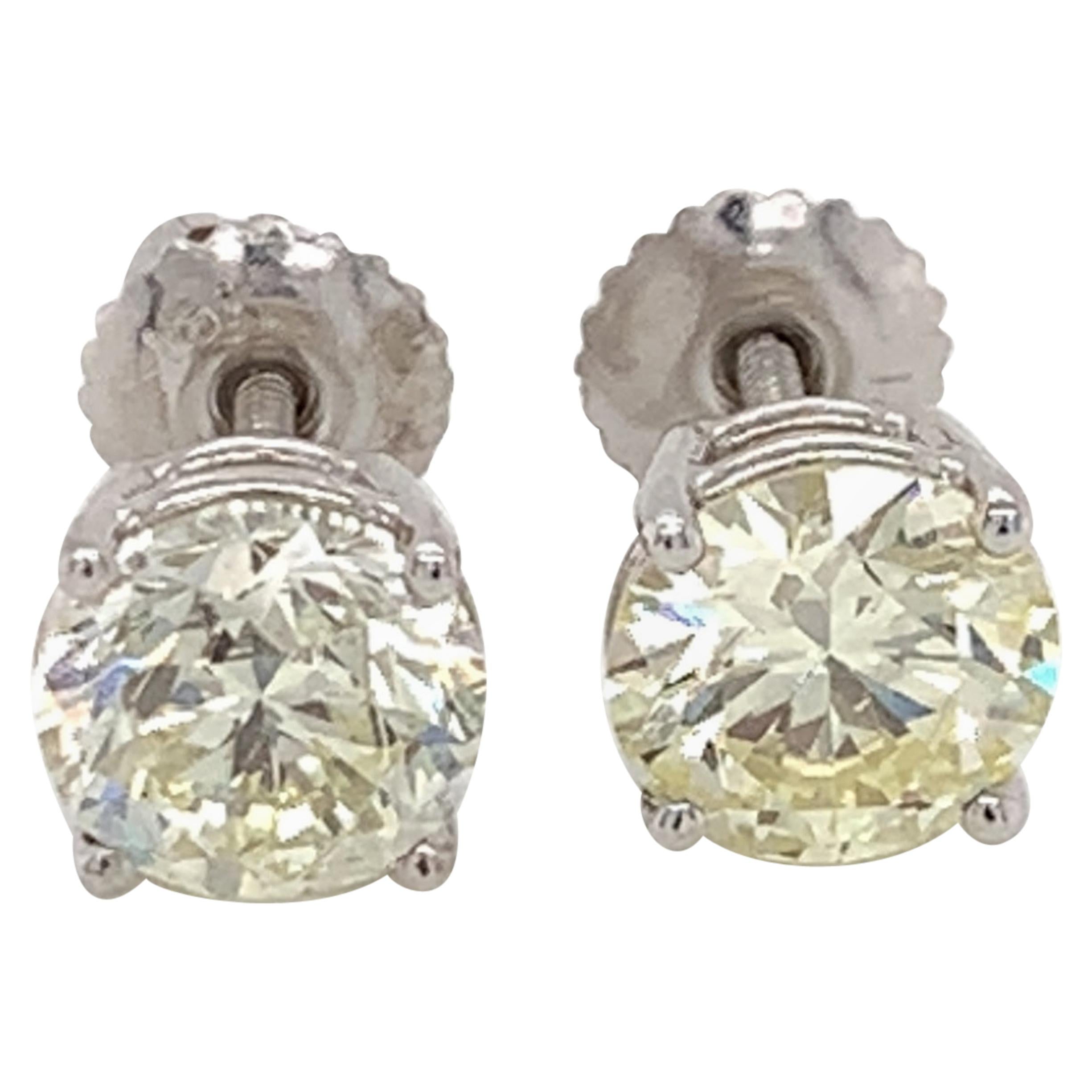 GIA Certified 2.75 Carat Diamond Stud Earrings at 1stDibs gia