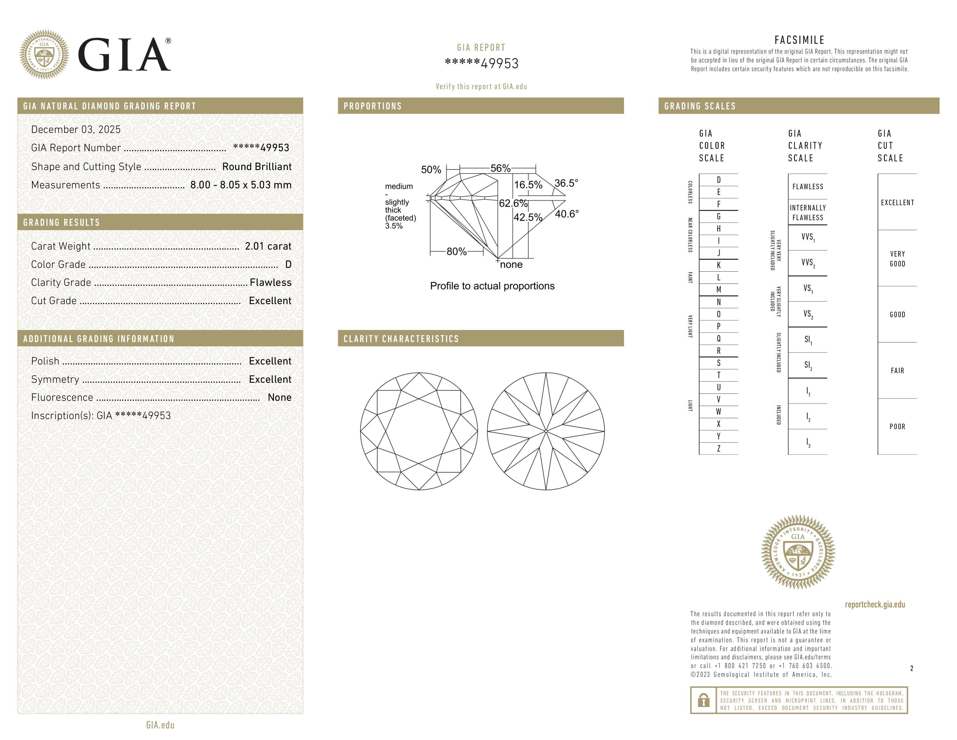 Round Cut GIA Certified 2.01 Carat Round Diamond D Color Flawless Clarity Ring with Pavé For Sale
